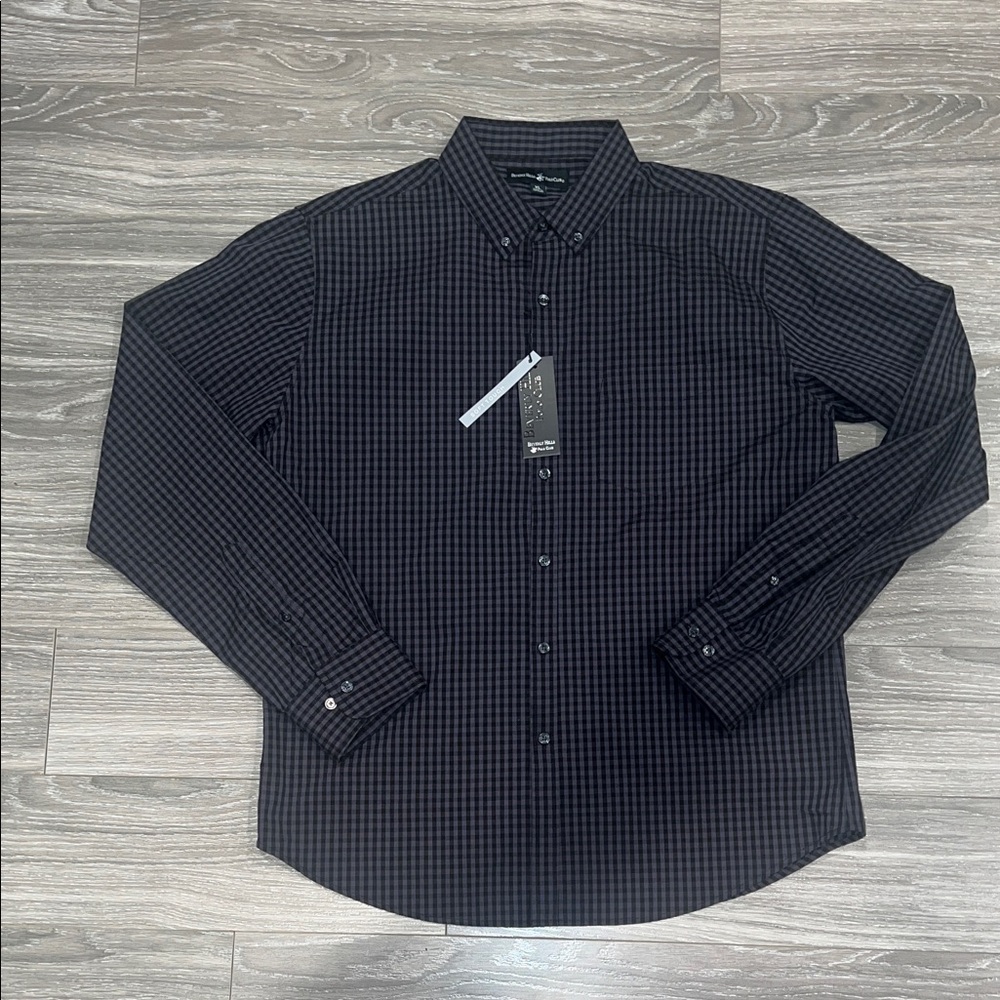Beverly Hills Polo Club Black Checkered Button Down Shirt